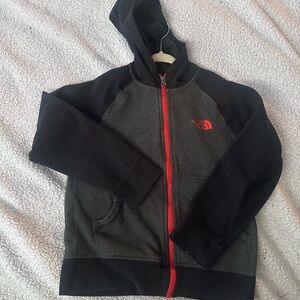 The North Face Kids Hoodie in Black and Gray with Red Accents
